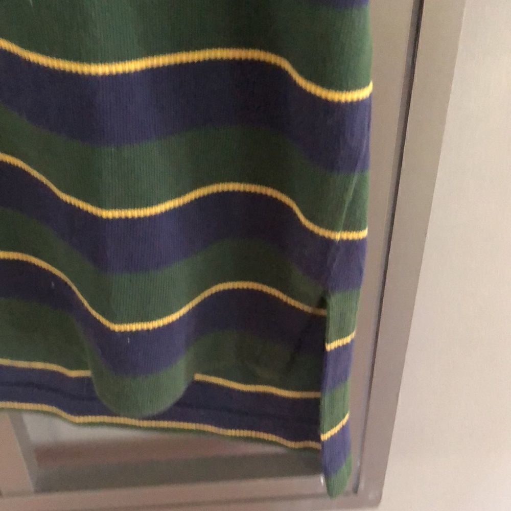 Vintage polo Ralph Lauren green and navy striped short sleeve shirt size l - Picture 4 of 6